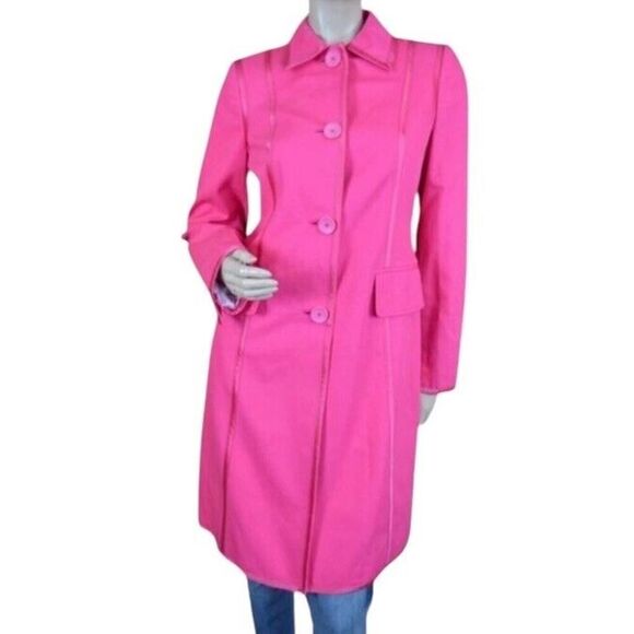 Banana Republic Jackets & Blazers - Banana Republic Bright Pink Cotton Trench Coat Barbie Small